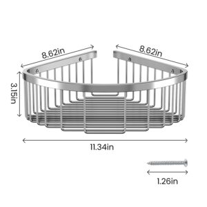 TENOVEL Shower Basket Brushed Stainless Shower Corner Shelf,Shower Caddy Stainless Steel Rustproof,Soap Caddy Shower Organizer Wall Mounted Basket(Includes Screws)