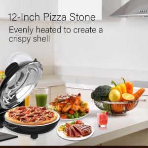 AplysiaTech Pizza Oven – Electric Pizza Oven Indoor Portable, 12 Inch Indoor Pizza Oven Countertop, Stone Baked Pizza Maker Heats up to 800˚F for Brick Oven Taste at Home As Seen on TV, 32cm, black