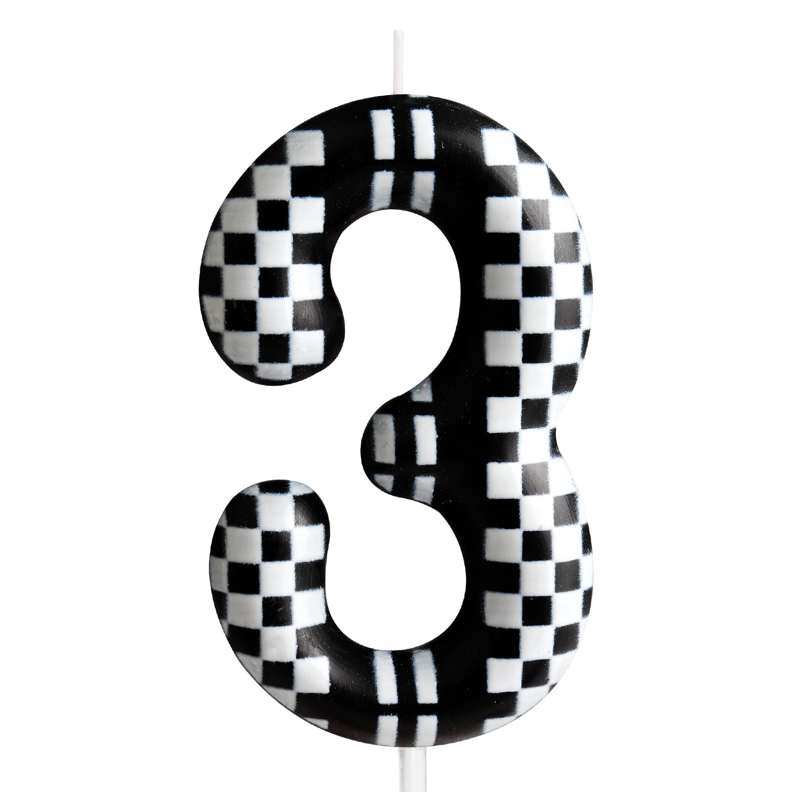 3rd Birthday Candle Racing Cars Number 3 Candle Racing Cars Cake Decoration Birthday Party Supplies Black White Racing Cars Themed Cake Topper Decorations for Kids Boy Girl Party Decor Supplies