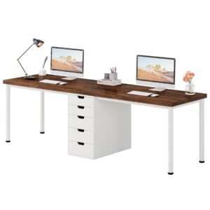 Tribesigns Two Person Computer Desk with 5 Drawers, 78.7 Inches Extra Long Double Office Desk, Modern Simple Double Computer Desk Study Writing Table Workstation for Home Office