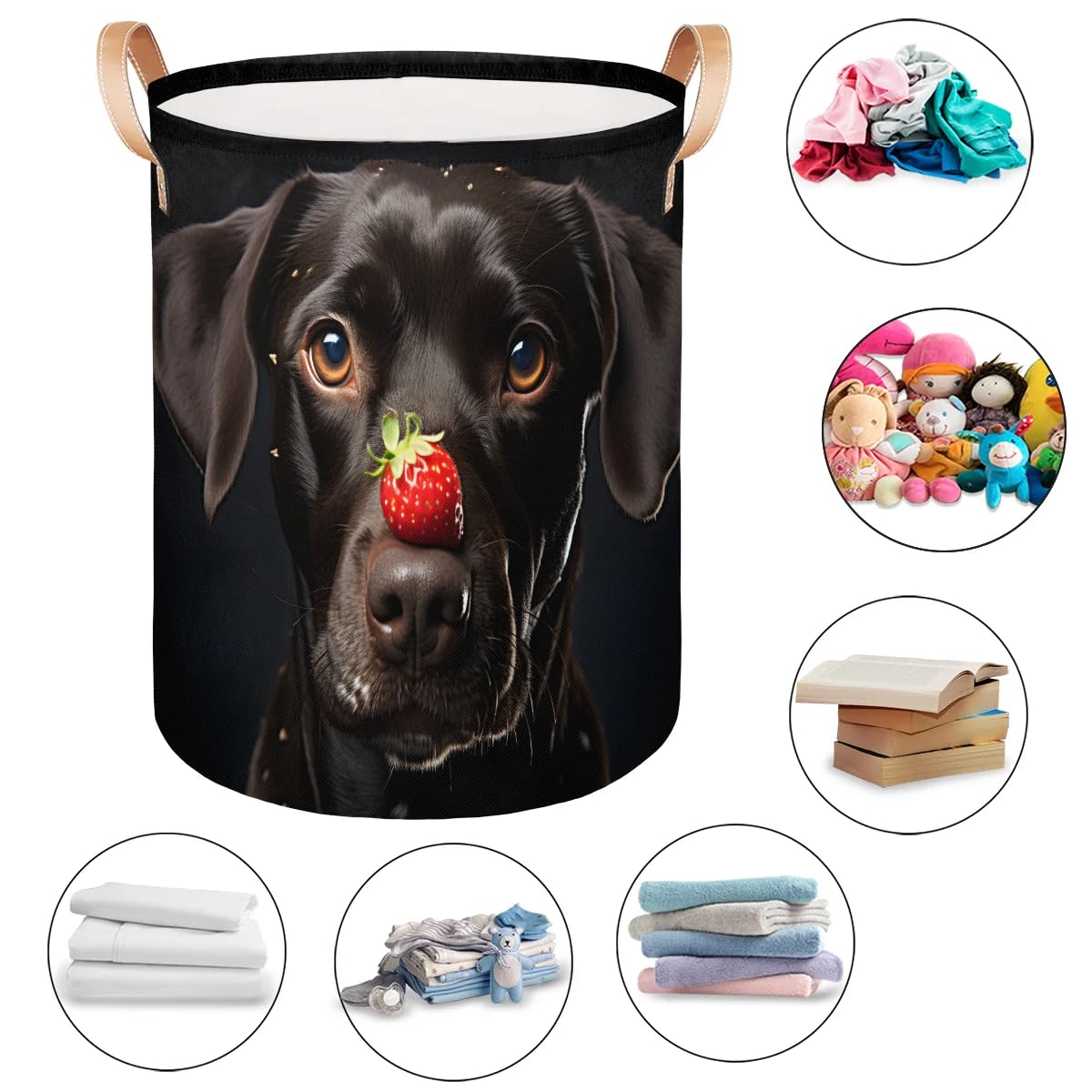 TULIMET Black Labrador Laundry Basket Waterproof Laundry Hamper with Handles Decorative Storage Basket Dirty Clothes Hamper for Bathroom Bedroom