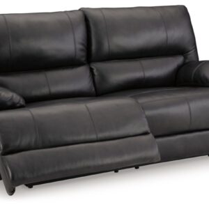 Signature Design by Ashley Mountainous Modern Leather Match Wall Hugger Power Reclining Sofa with Adjustable Headrest and USB Ports, Black