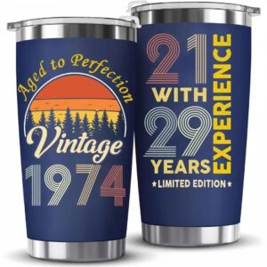 eitfrh 50th birthday gifts for her, best 50th birthday gifts, 1974 birthday gifts ideas for men women, cool 50th birthday gifts, 50 year old birthday decorations - 20 oz tumbler