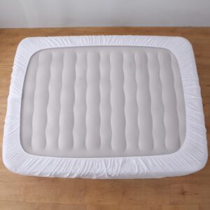 Antranfour Twin Mattress Pad Cover for Air Mattress, with Opening for Pump, Inflatable Without Removal,Fitted Sheet Full with Elastic Loop Hem,Deep up to 24"