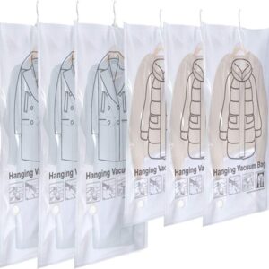 Neahom Hanging Vacuum Storage Bags for Clothes, 6 Pack (3 Jumbo, 3 Large) Vacuum Seal Bags for Clothing, Space Saver Bags Vacuum Sealer Bags Compression Bags for Travel, Closet Organizer, Clear