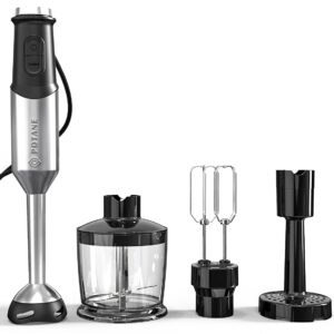 Immersion Blender, Heavy Duty Copper Motor, Stainless Steel Smart Stick with Egg Beaters, Potato Masher, Chopper/Food Processor