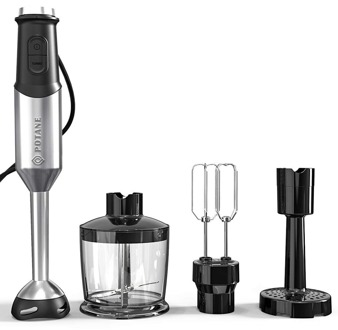 Immersion Blender, Heavy Duty Copper Motor, Stainless Steel Smart Stick with Egg Beaters, Potato Masher, Chopper/Food Processor