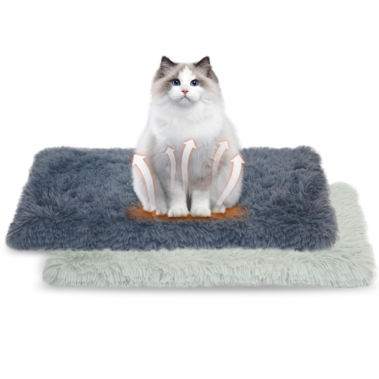 YedsIntu 2 PCS Self Warming Cat Bed, Cat Dog Pet Mat for Sleeping, Soft Plush Self Heating Cat Pad Calming Cat Bed Mat for Indoor Outdoor, Anti-Slip Pet Cushion (24"×16")