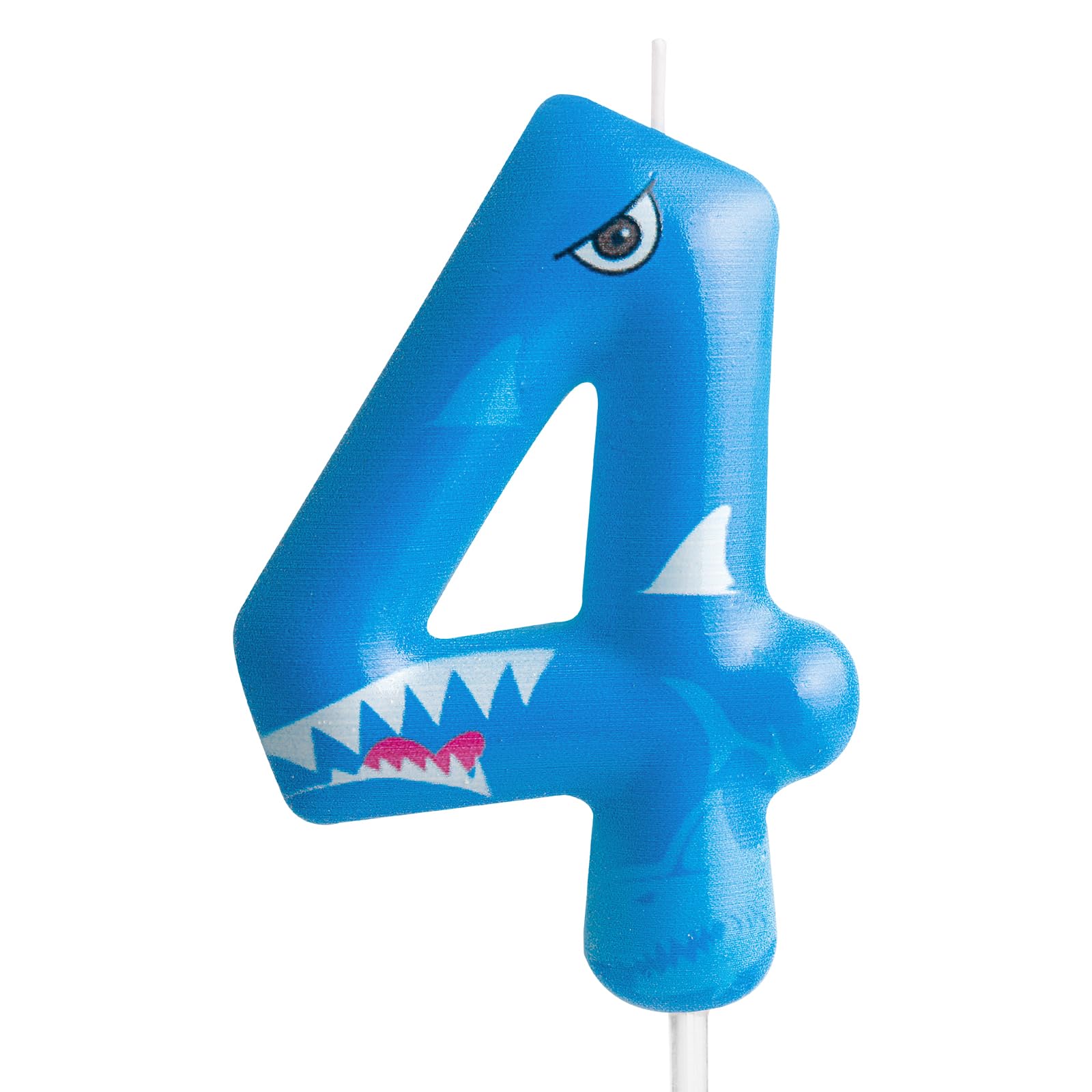 4th Birthday Candle Shark Number 4 Candle Shark Cake Decoration Birthday Party Supplies Blue Shark Ocean Animals Themed Cake Topper Decorations for Kids Boy Girl Party Decor Supplies