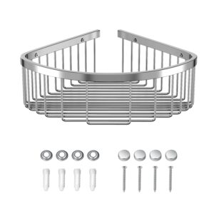 tenovel shower basket brushed stainless shower corner shelf,shower caddy stainless steel rustproof,soap caddy shower organizer wall mounted basket(includes screws)