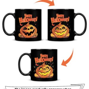 Cessfle Halloween Pumpkin Color Changing Mug, 11oz Halloween Heat Changing Coffee Mugs, Funny Halloween Mugs, Halloween Gifts For Kids Adult