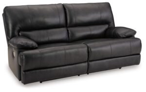 signature design by ashley mountainous modern leather match wall hugger power reclining sofa with adjustable headrest and usb ports, black