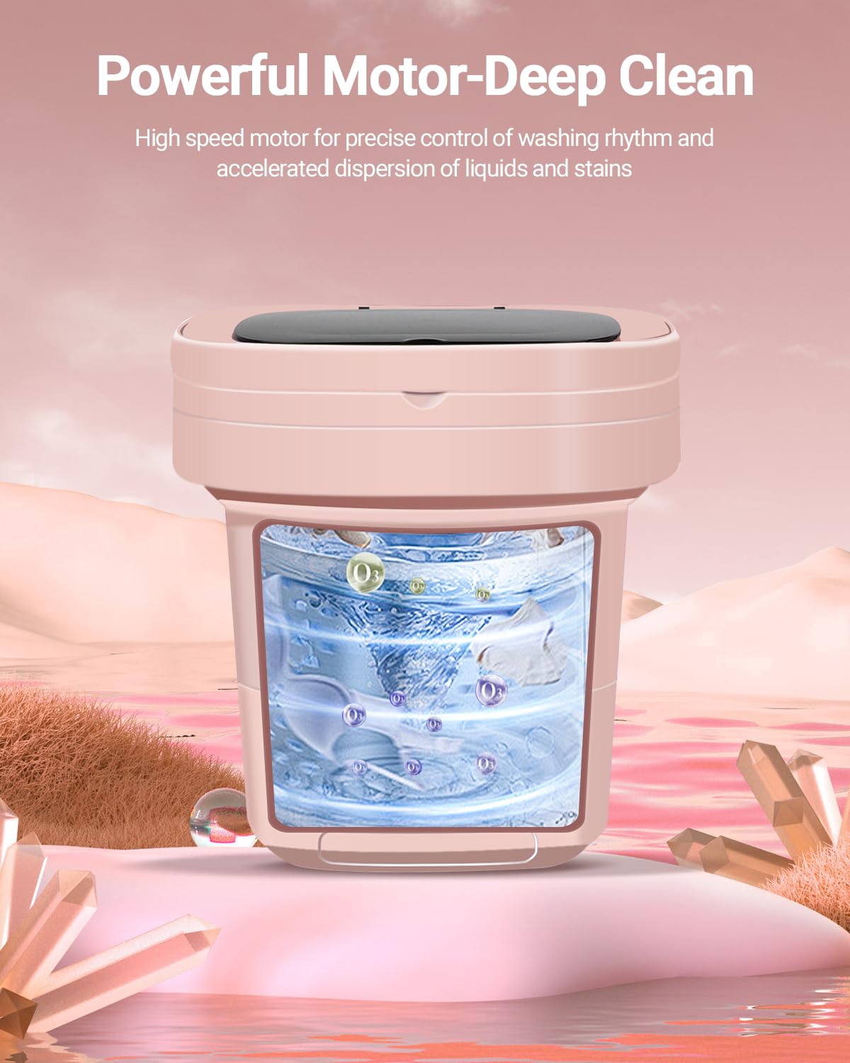 Portable Washing Machine, 11L Upgraded Large Capacity Foldable Mini Washer, Small Washing Machine for Apartments Travel Laundry Camping RV Dorm, Pink