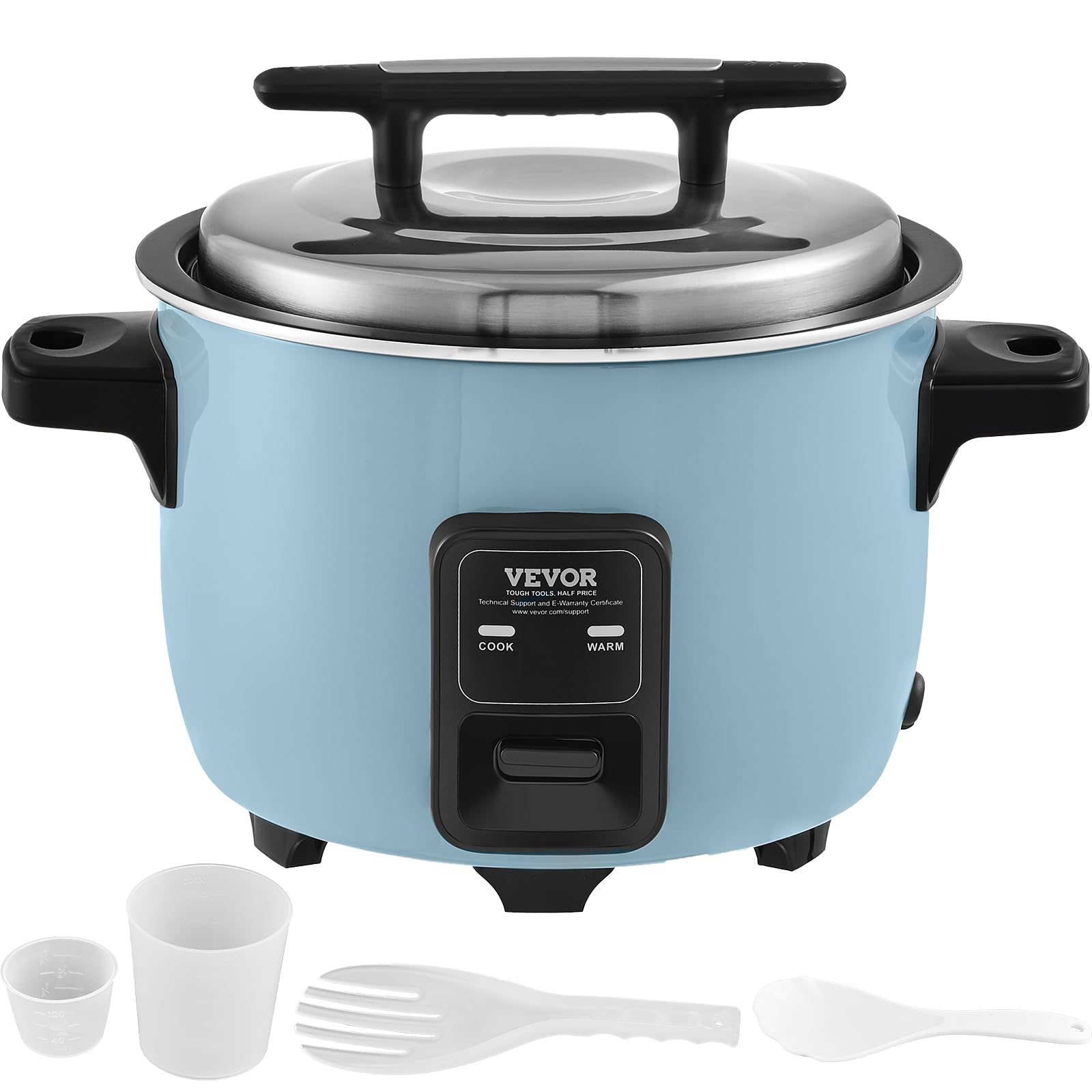 VEVOR Commercial Rice Cooker, 13.74Qt/60 Cups Cooked Rice, Large Rice Cooker and Warmer with Nonstick Inner Pot, Fast Cooking and 24-Hour Keep Warm, with Rice Cup and Paddle, for Restaurant