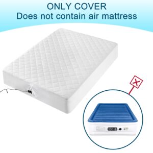 Antranfour Twin Mattress Pad Cover for Air Mattress, with Opening for Pump, Inflatable Without Removal,Fitted Sheet Full with Elastic Loop Hem,Deep up to 24"