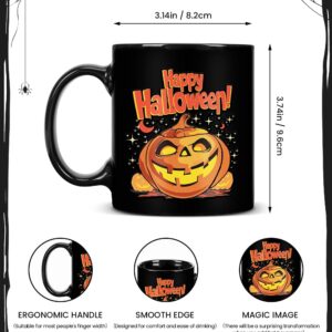 Cessfle Halloween Pumpkin Color Changing Mug, 11oz Halloween Heat Changing Coffee Mugs, Funny Halloween Mugs, Halloween Gifts For Kids Adult