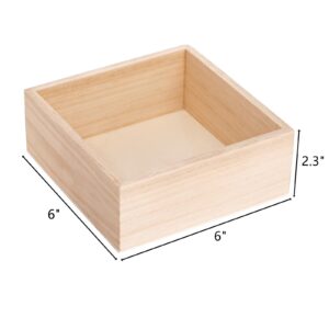 Frcctre 8 Pack Unfinished Wooden Box, 6 x 6 Inch Square Rustic Wooden Box Storage Organizer Box Small Wooden Box for Crafts, Centerpiece, Home Decor, Storage, Collectibles, Succulent, Drawer