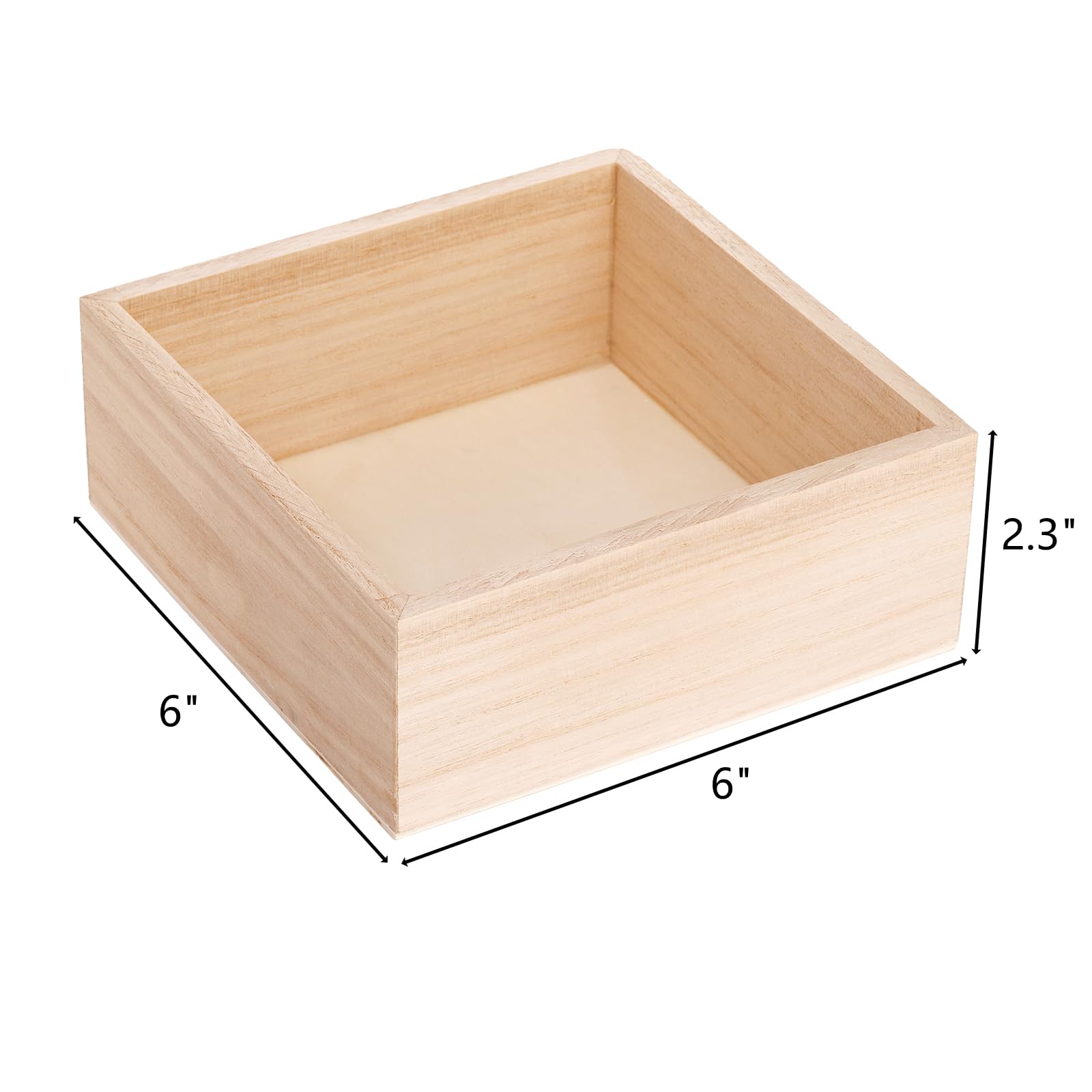 Frcctre 8 Pack Unfinished Wooden Box, 6 x 6 Inch Square Rustic Wooden Box Storage Organizer Box Small Wooden Box for Crafts, Centerpiece, Home Decor, Storage, Collectibles, Succulent, Drawer