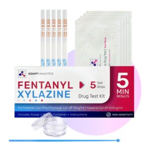 signify analytics fentanyl & xylazine test kit | 5 combo test strips for fentanyl & xylazine | reliable testing strips for pills, powders, and liquids