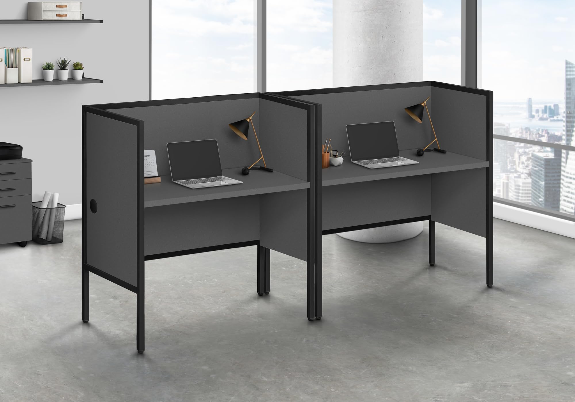 Monarch Specialties I 7734 Office Cubicle, 48" L, Desk, Work, Commercial Grade, Grey Laminate, Black Metal