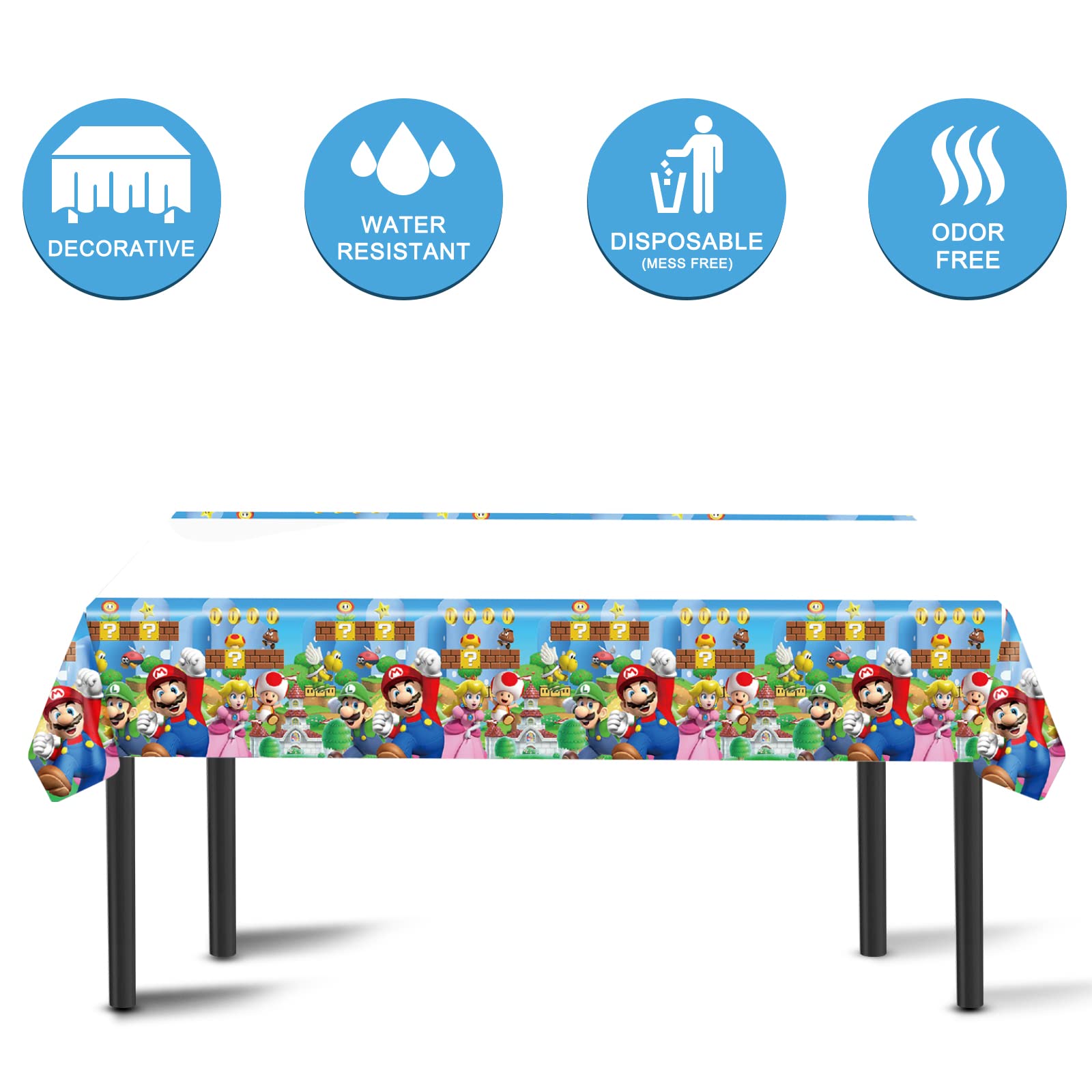 Mario Birthday Party Supplies, 20 Plates, 20 Napkins and 1 Tablecover for Mario Party Supplies, Mario Theme Party Decorations