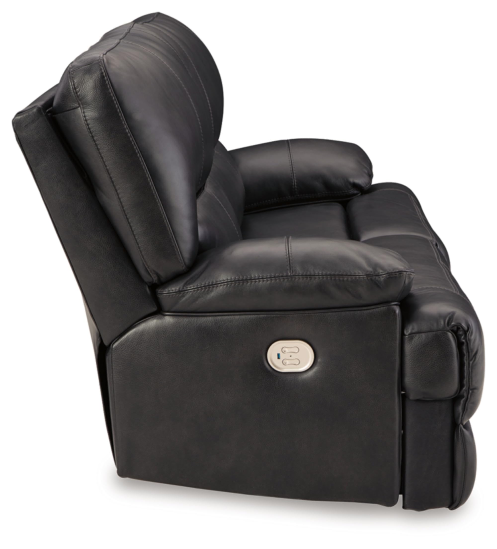 Signature Design by Ashley Mountainous Modern Leather Match Wall Hugger Power Reclining Sofa with Adjustable Headrest and USB Ports, Black