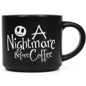 cessfle nightmare before coffee christmas mug, 14oz ceramic halloween mugs, jack smile face skellington mug, spooky halloween themed horror movie mug, christmas movie cup