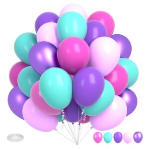 pink purple teal balloons, 12 inch pink purple teal balloon metallic purple balloon for girls birthday wedding decorations engagementsupplies bridal baby shower