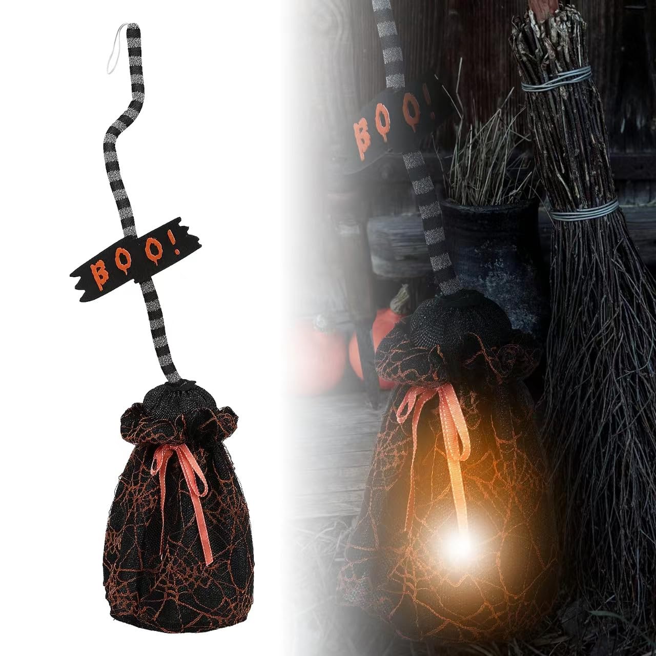 Dempiire Halloween Decorations Witch Broom,Witch Sound Dancing Brooms,Witches Moving Broomstick Secret Room Decoration,Scary Haunted House Decoration (Black)