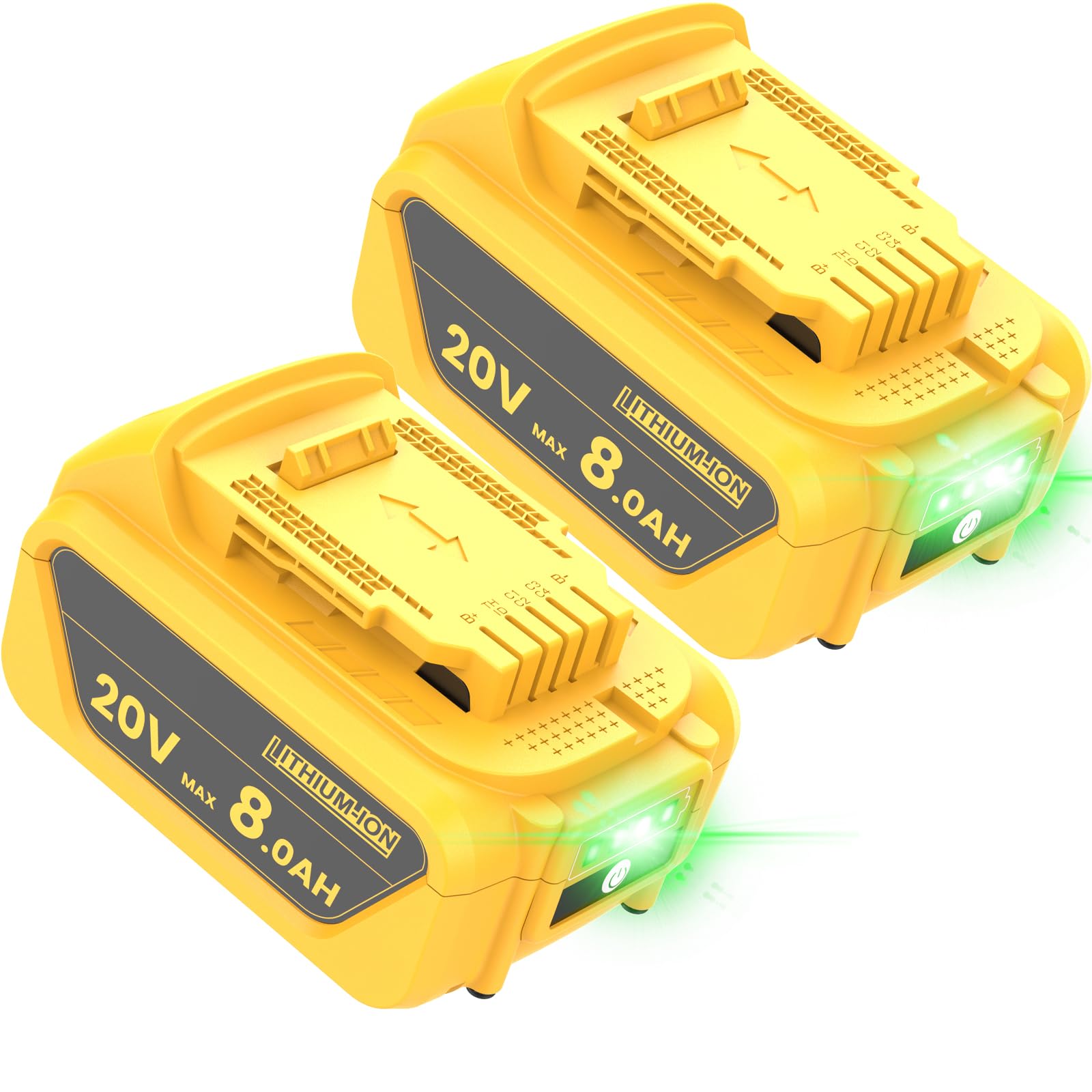 20V 8.0Ah Replacement for Dewalt 20V Max Battery, Compatible with Dewalt 20V Battery Max XR Cordless Tools DCB206 DCB200 DCB201 DCB204 DCB207 DCD/DCF/DCG Series 2Pack