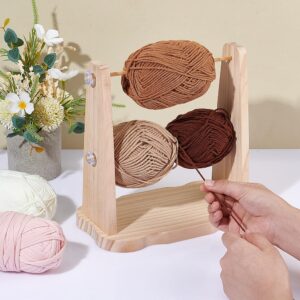 PH PandaHall Wooden Crochet Yarn Holder Double Revolving Knitting Yarn Storage Handmade Yarn Spinner Portable Yarn Ball Holder Ribbon Holder for Wreath Mesh Crochet Thread Sewing Craft Yarn Tool Spool