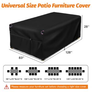 Joymo Patio Furniture Covers,Cover for Outdoor Table,Rectangular Patio Table Cover,Outdoor Chair Covers,Ping Pong Table Cover Waterproof,98Lx78Wx32H inch,Black