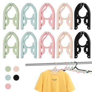 10 pcs travel foldable hangers - 2024 update portable plastic hanger,travel accessories essentials must haves,clothes drying rack,folding hanger for traveling camping flying rv cruise suitcase mix