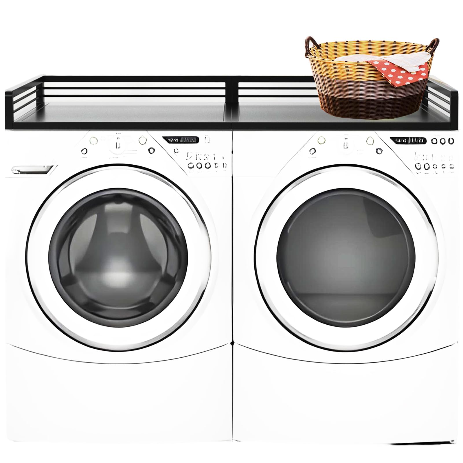 Chinchilla Heavy Duty Washer Dryer Countertop, 27.6" Depth x 57" Width Stainless Steel Laundry Countertop,Washer and Dryer Countertop for Laundry Room Organization(Black)