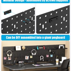 CCCEI Desk Organizer and Storage Pegboard with Charging Station, Gaming Standing Office Supplies Shelf Accessorie, Black Desktop Clamp Peg Board Privacy Organization Panel. Gifts for Men, 6FT.