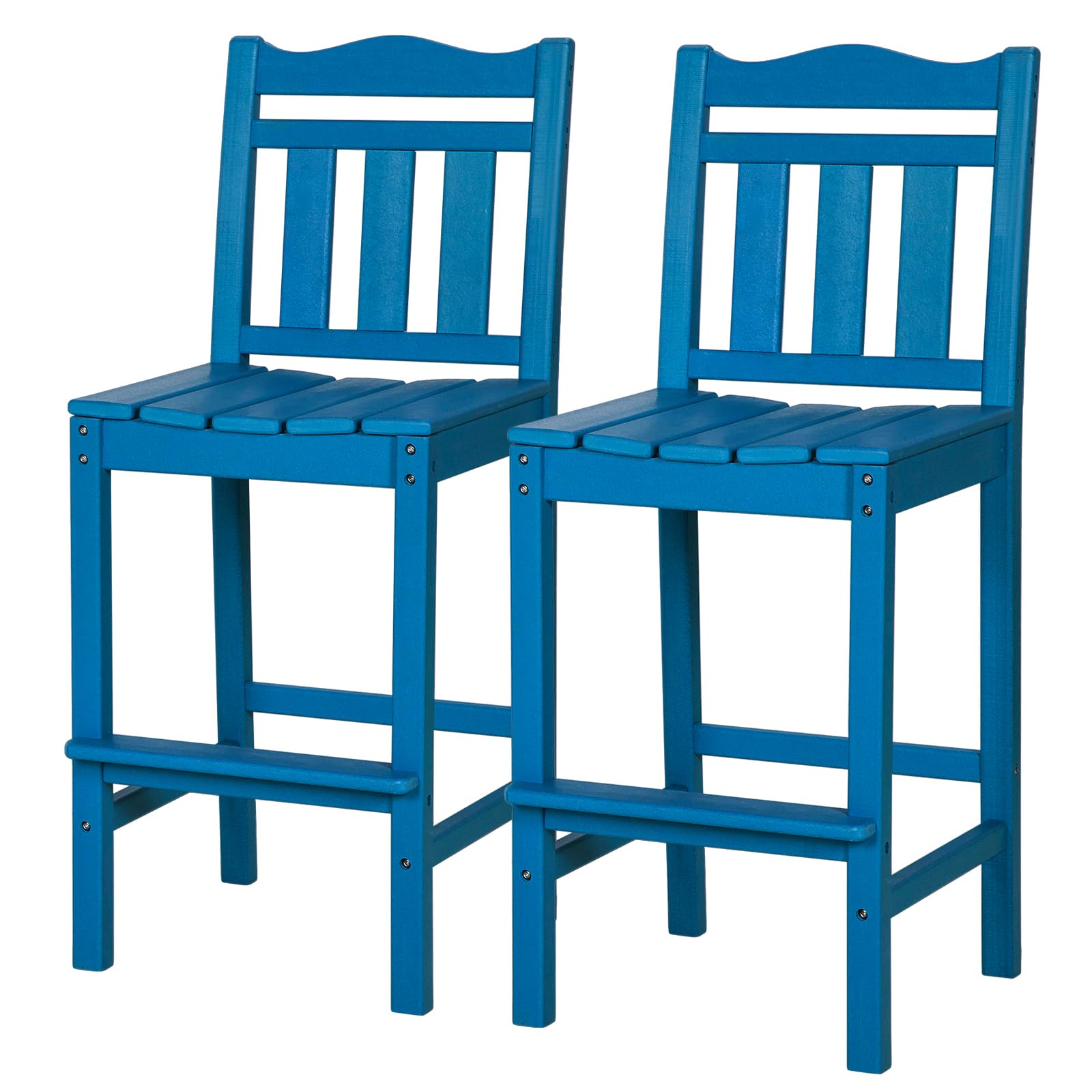 nalone Outdoor Bar Stools Set of 2, HDPE Tall Adirondack Chairs Bar Chairs, Weather Resistance Bar Height Chair for Balcony, Garden, Yard, Backyard (Navy Blue, Bar Chairs Set of 2)