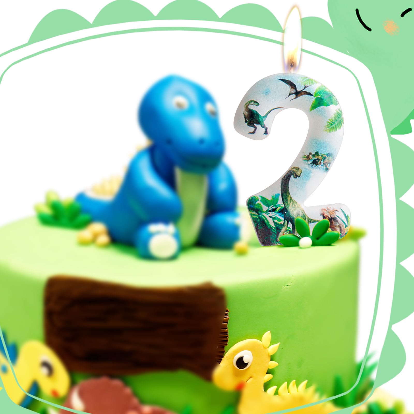 5th Birthday Candle Dinosaur Number 5 Candle Dinosaur Cake Decoration Birthday Party Supplies White Jurassic Period Dinosaur Themed Cake Topper Decorations for Kids Boy Girl Party Decor Supplies