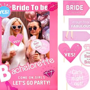 JeVenis Lets Go Party Bachelorette Photo Booth Props Hot Pink Girl Bachelorette Party Supplies for Bachelorette Bridal Shower Party Supplies