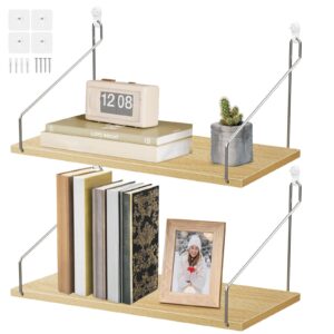 myityard floating shelves for wall mounted, 15.75" l × 7.87" w home decor wood shelf set of 2 for living room, bedroom, bathroom, kitchen