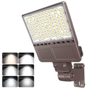 led parking lot light 150w 120w 90w tunable, led shoebox light 5700k 5000k 4500k adjustable arm&slip fitter, dlc listed outdoor pole light with photocell, ip65 commercial street area flood lighting