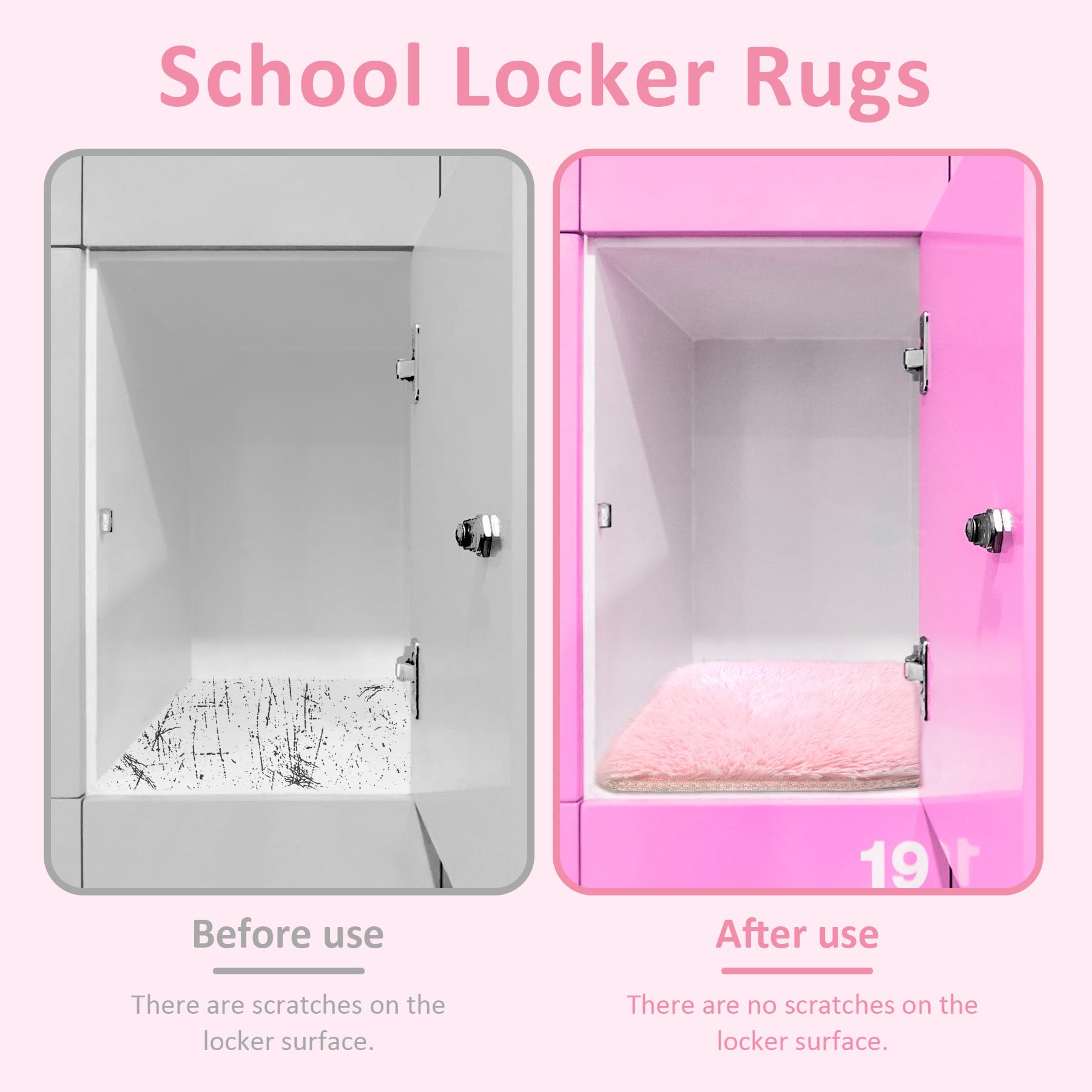 2 Pcs School Locker Rugs,12''Soft Fluffy Faux Fur Area Carpet with Anti-Slip Layer,Tie-dye Square Locker Decorations Aesthetic Nail Photography for Girls (Pink, 12×12in)