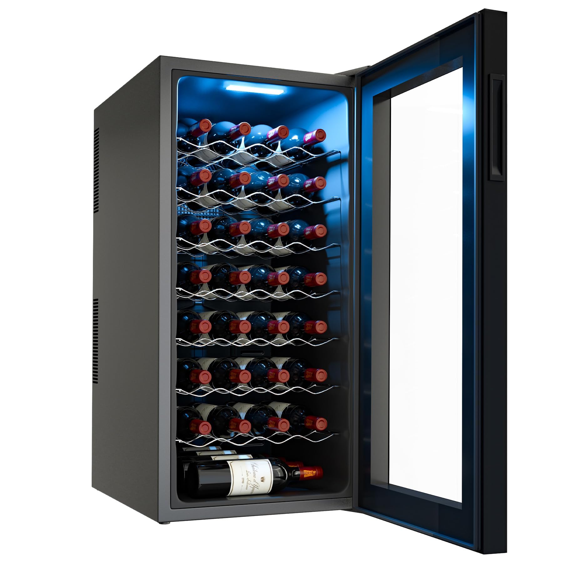 Fijinhom 32 Bottle Wine Cooler, Black, Thermoelectric Wine Fridge, 2.75 cu. ft. (78L), Freestanding Wine Cellar, Red Wine Storage for Small Kitchen, Apartment, Condo, RV