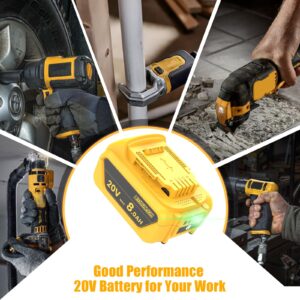 20V 8.0Ah Replacement for Dewalt 20V Max Battery, Compatible with Dewalt 20V Battery Max XR Cordless Tools DCB206 DCB200 DCB201 DCB204 DCB207 DCD/DCF/DCG Series 2Pack