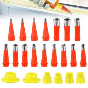 universal integrated rubber nozzle tool kit caulking tool kit 22 pcs caulking finisher nozzle caulking nozzle applicator finishing tool stainless steel nozzle tips set for bathroom kitchen doors