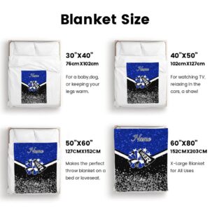 Caichenyz Personalized Cheer Cheerleader Navy Blue Blanket with Name Cheer Gifts 50x60inch Blanket for Teen Child Girls Cheerleader Gifts for Birthday Christmas