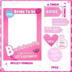 JeVenis Lets Go Party Bachelorette Photo Booth Props Hot Pink Girl Bachelorette Party Supplies for Bachelorette Bridal Shower Party Supplies