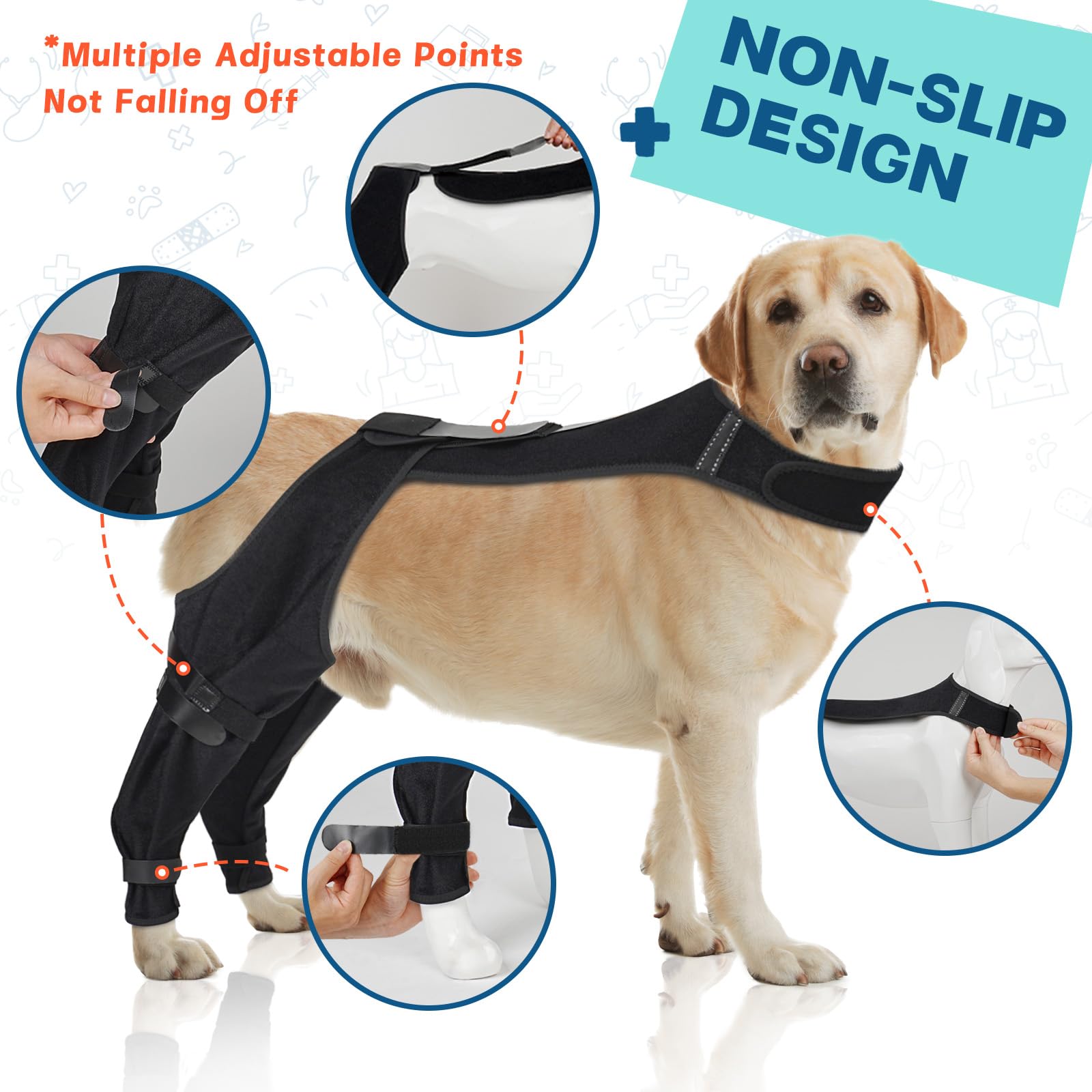 Supet Dog Rear Leg Sleeve to Stop Licking, Breathable Sleeve for Dogs Back Leg, Washable Dog Recovery Sleeve After Surgery, Dog Wound Cover for Hip and Thigh, Dog Cone Alternative (XL)