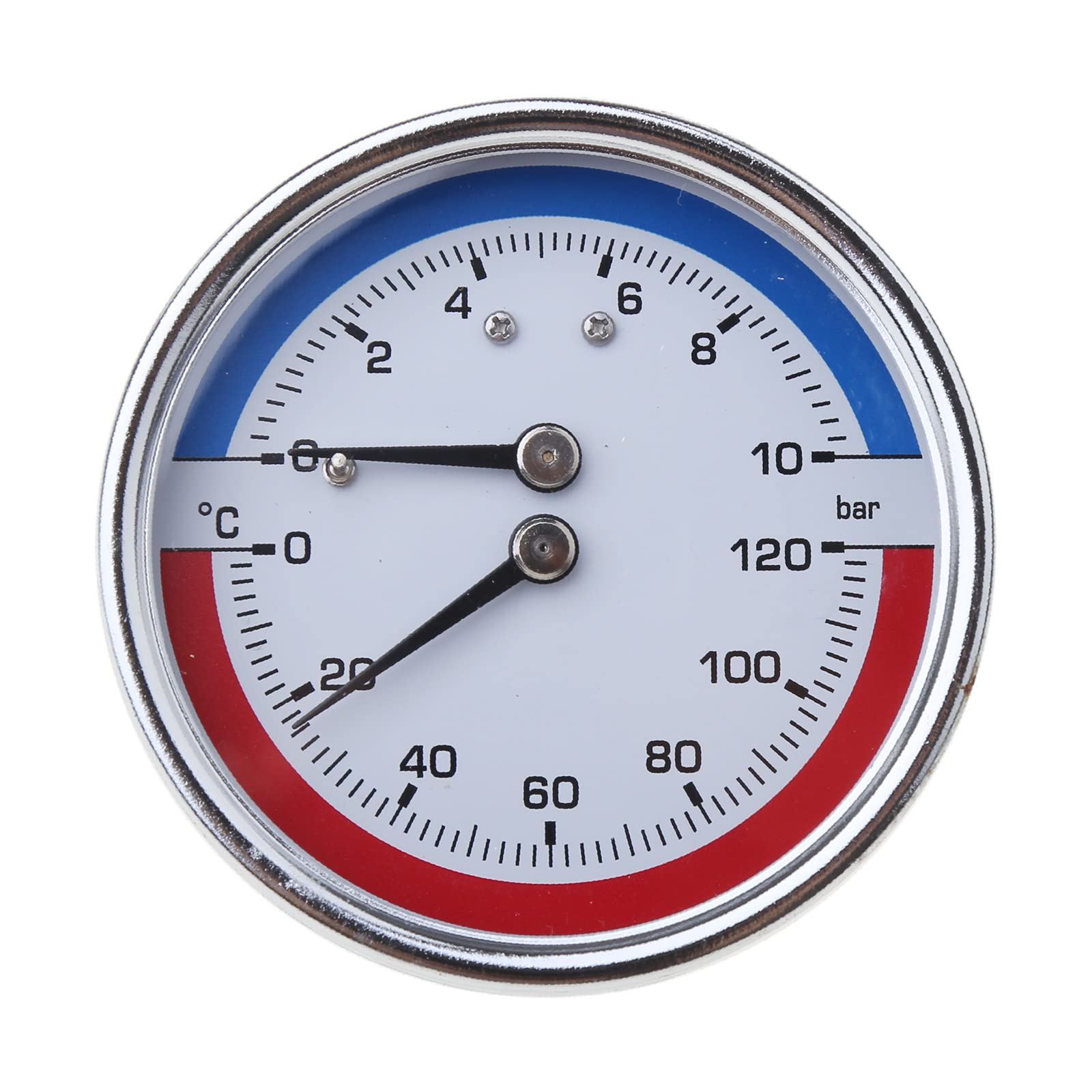 EAJORN Compact Thermo-Manometer Boiler Temperature Pressure Gauge Mearsuring 0-10 0-120 ℃ Suitable for Floor Heating