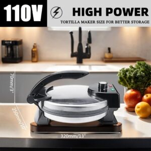 Electric Roti Maker Tortilla Press 10 Inch Multipurpose Electric Tortilla Maker Automatic Electric Chapati Press with Removable Handle Roti Tortilla Maker Tortilla Press Electric Non Stick