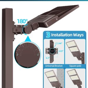 LED Parking Lot Light 320W 250W 200W Adjustable, LED Shoebox Light 5700K 5000K 4500K Arm&Slip Fit Mount, UL DLC Listed Outdoor Pole Light with Photocell, IP65 Commercial Street Area Flood Lighting